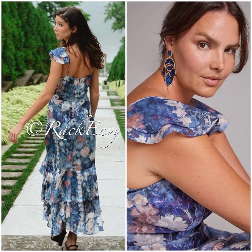 NWT ANTHROPOLOGIE HUTCH FLORAL RUFFLED MIDI DRESS